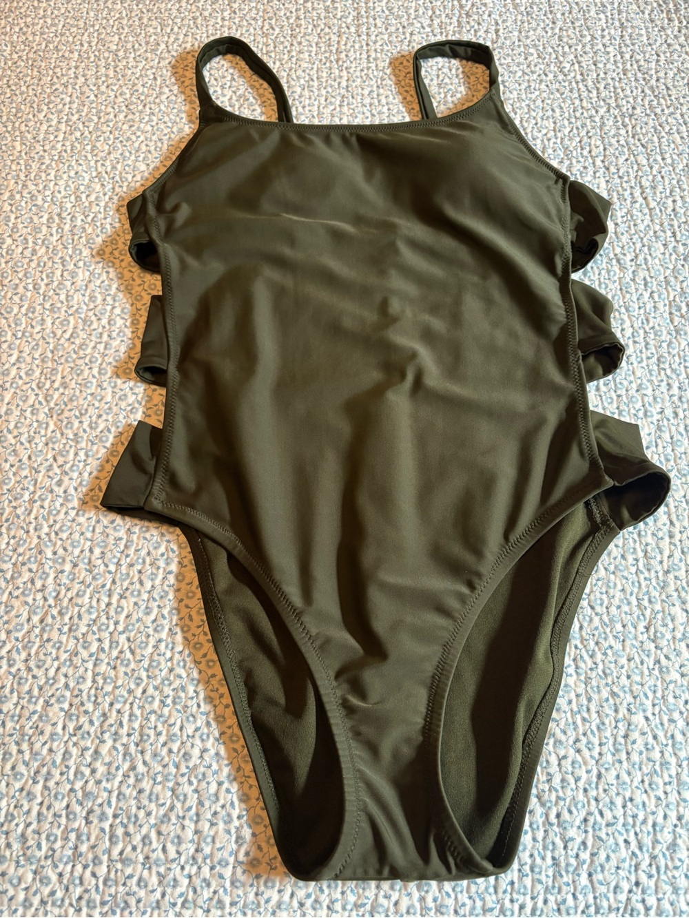 Mossimo Supply Co. Olive Green One-Piece Swimsuit with Side Cutouts